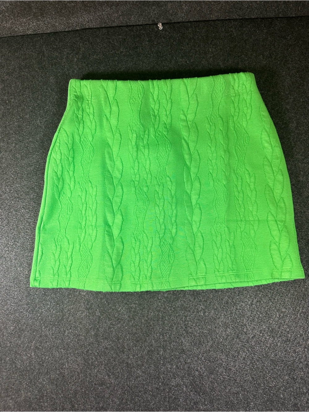 ZARA Women's Green Cable Knit Mini Skirt Stretch Sweater Pull On Small